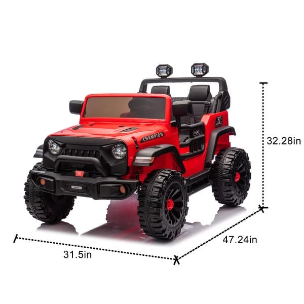 dimension image slide 2 of 4, 2-seater Kids Ride On Electric Car W/parents control,light&rear searchlight,Power display, Four-wheel suspension Pink