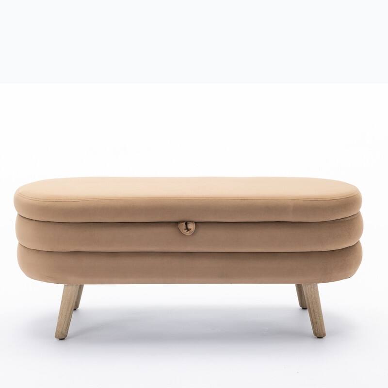 44.88" Seat Widths Soft Velvet Storage Ottoman Footrest Stool