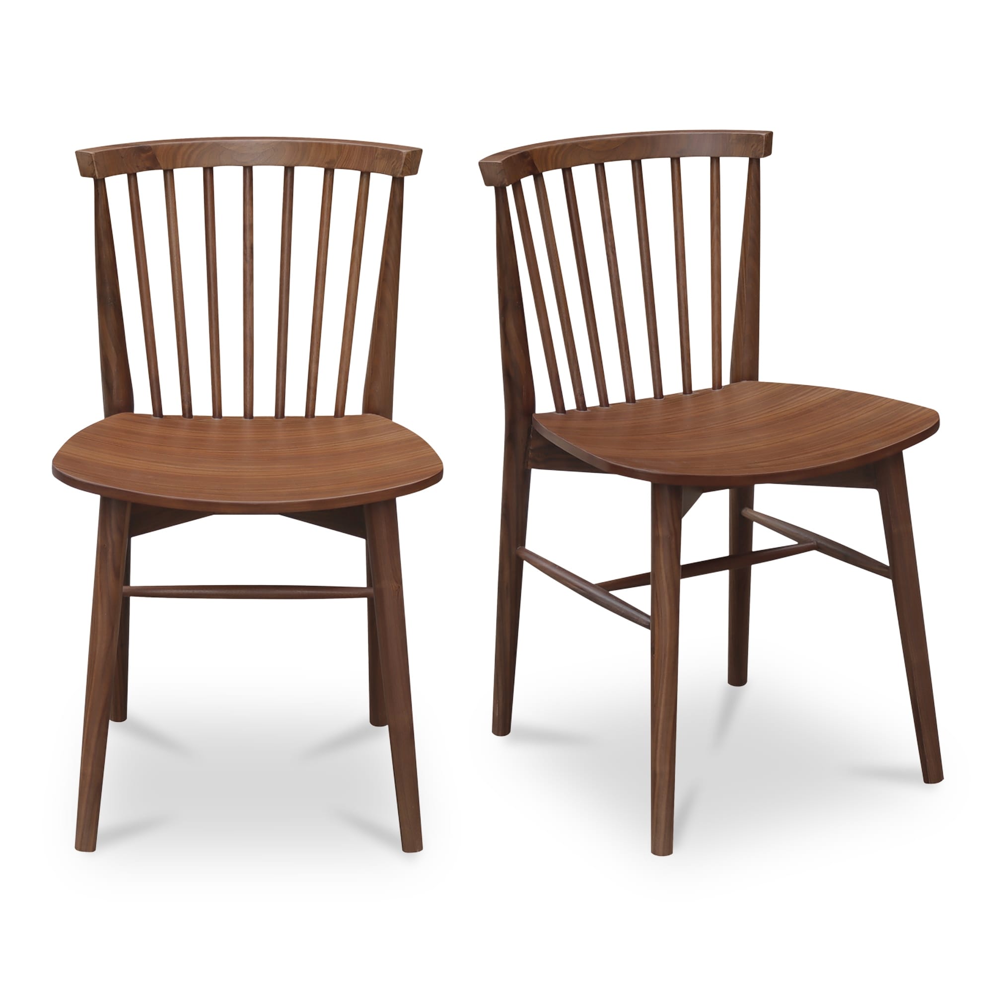 NADAAL STUDIOS Briar Dining Chair, Spindle Back, Solid Walnut Frame, Walnut Finish - Set of 2