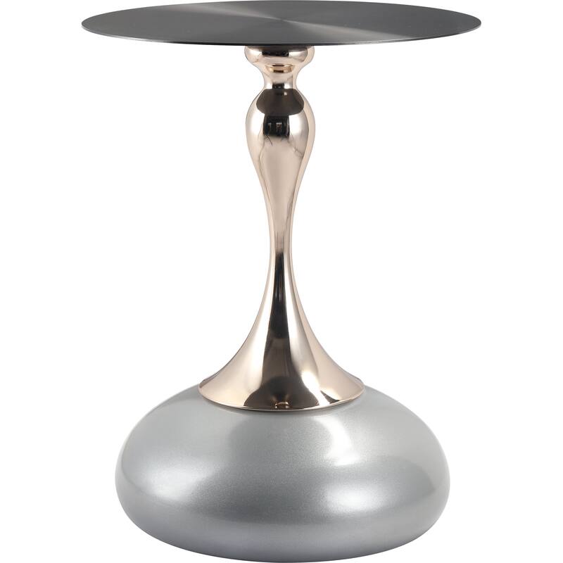Savoy Round Side Table Stainless-Steel Black Top and Pedestal Base for Home Office Living Room
