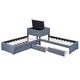 preview thumbnail 12 of 14, L-Shaped Twin Platform Bed with Trundle, Drawers, and Desk, Solid Wood Frame, Grey