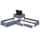 preview thumbnail 12 of 14, L-Shaped Upholstered Twin Platform Bed with Trundle, 2-Drawers, Built-in Desk, Convertible Design, Solid Wood Frame, Grey
