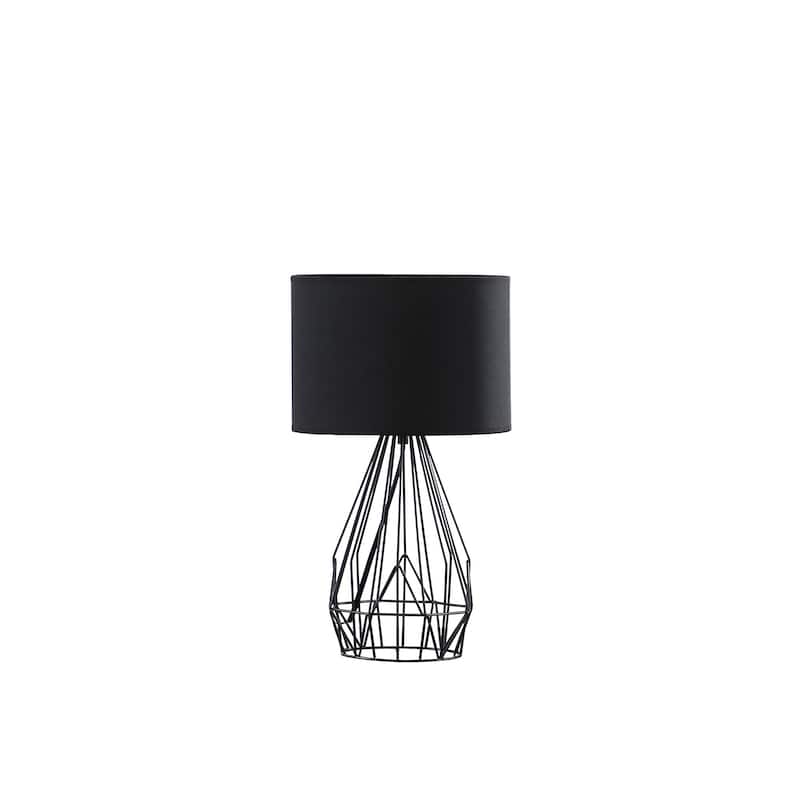 18" Asymmetric Black Cage Metal Table Lamp - Small