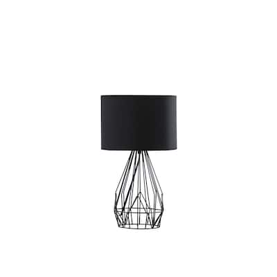 18" Asymmetric Black Cage Metal Table Lamp - Small