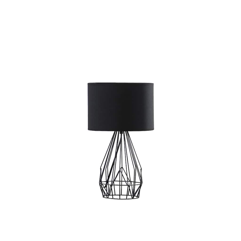 18" Asymmetric Black Cage Metal Table Lamp - Small