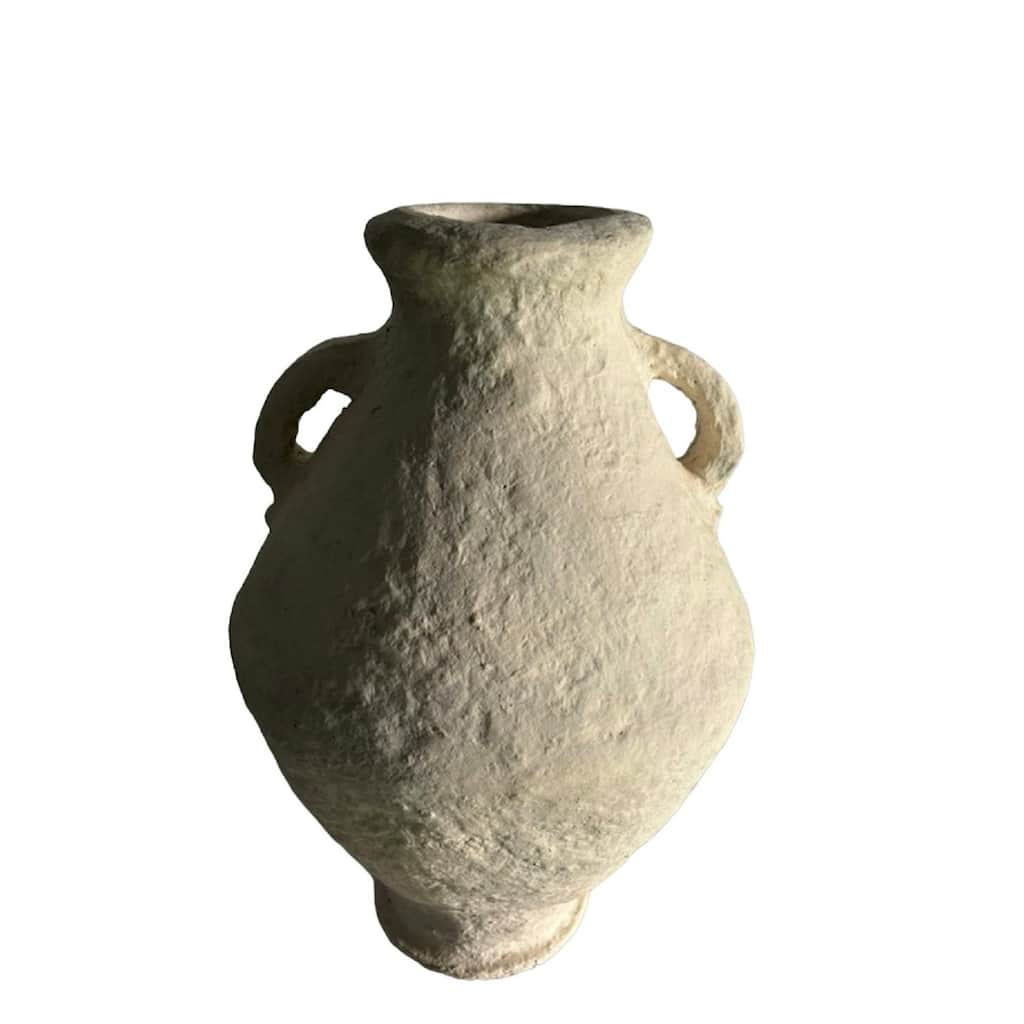 Vintage-Style Paper Mache Vase - 21.75" - Cream