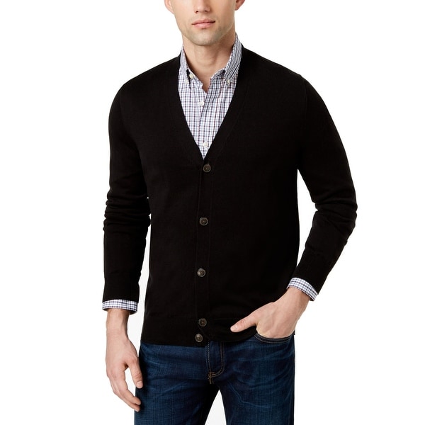 black button down cardigan sweater