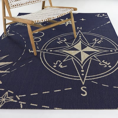 Rozalie Nautical Compass Indoor/Outdoor Area Rug