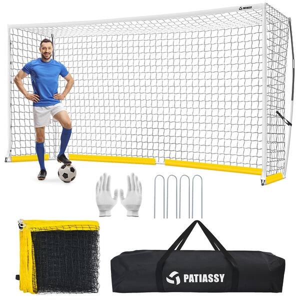 slide 2 of 7, 2 in 1 Soccer Goal for Backyard, 12x6 Soccer Net and Soccer Rebounder Net for Training - 12x6ft