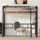 preview thumbnail 2 of 10, Space-Efficient Twin Metal Loft Bed with Built-In Desk, Black