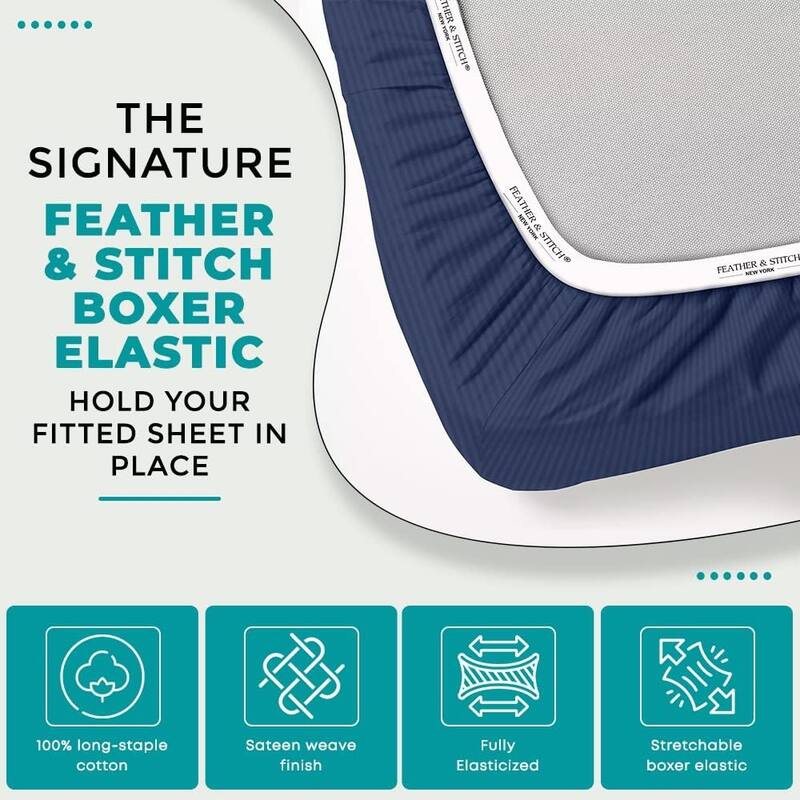 Feather & Stitch 500 Thread Count Damask Stripe ONLY Fitted Sheet