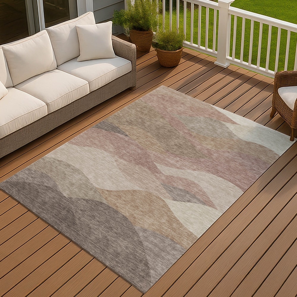 Machine Washable Indoor/ Outdoor Modern Horizon Chantille Rug