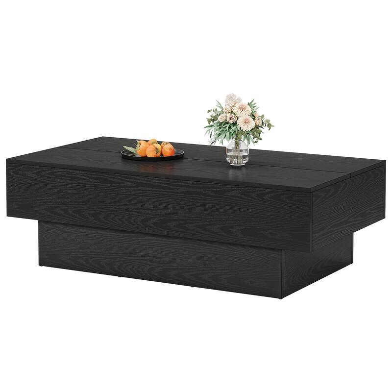 Farmhouse Wood Coffee Table, 55-Inch Rectangle Large Tea Table