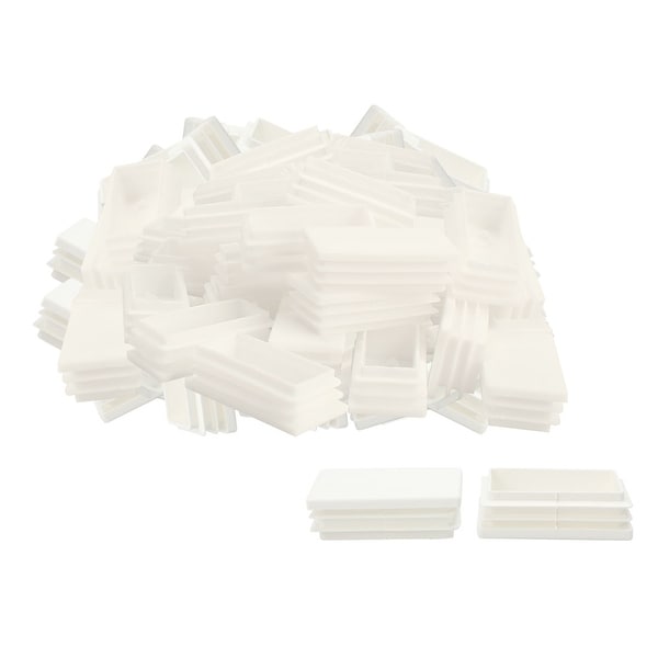 60pcs 30 x 60mm Plastic Rectangle Ribbed Tube Inserts End Cover Cap Furniture Glide Sofa Floor Protector