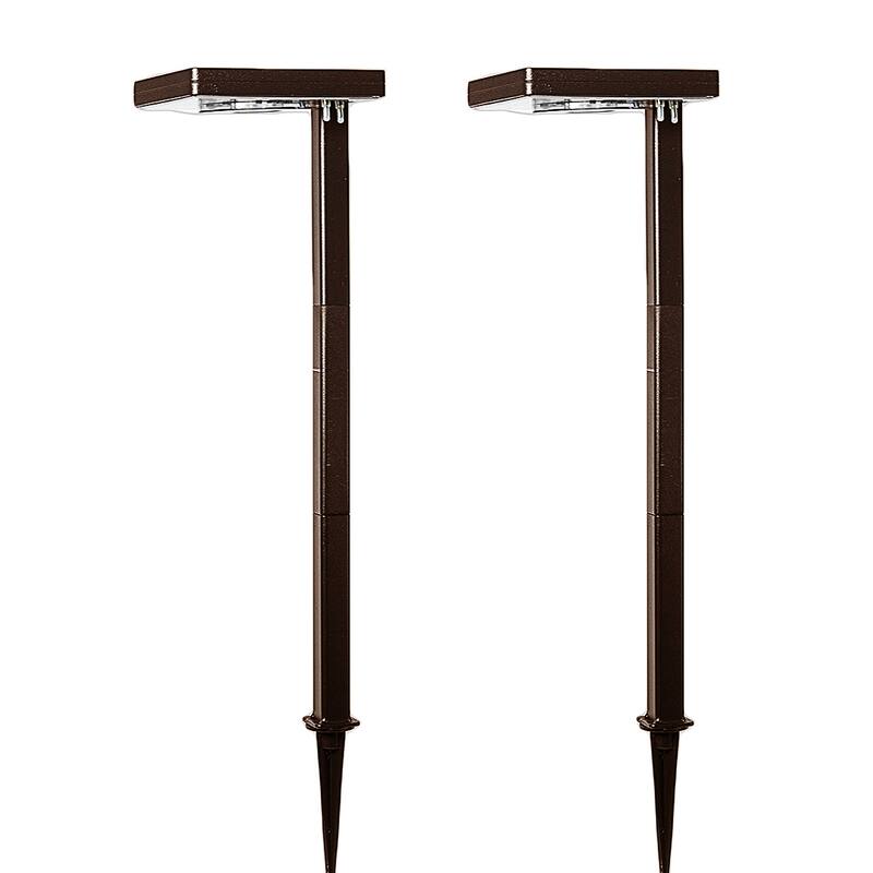 80 Lumen Contemporary Square Solar Outdoor Path Light - 2-Pack - Bronze