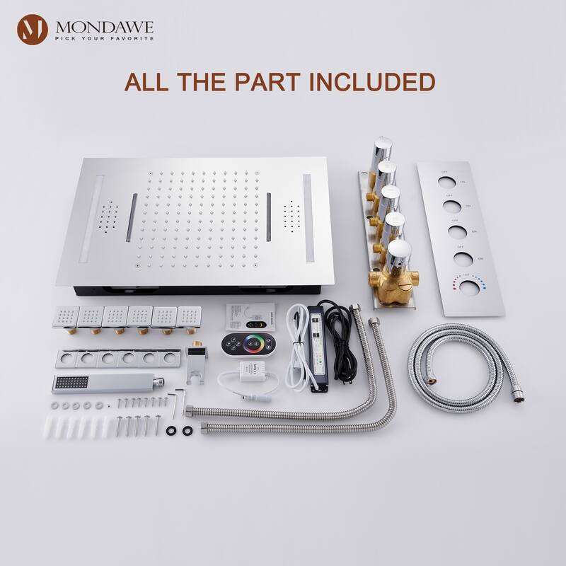 64 Colors LED Light and Music Ceiling Mounted Thermostatic Shower System