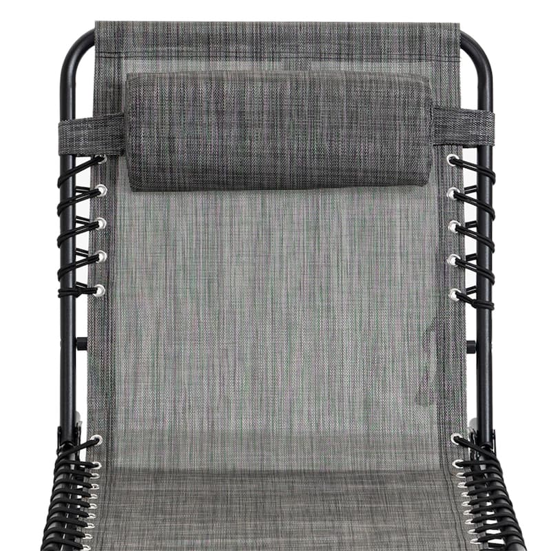 Portable Folding Sun Lounger with Adjustable Back and Removable Pillow