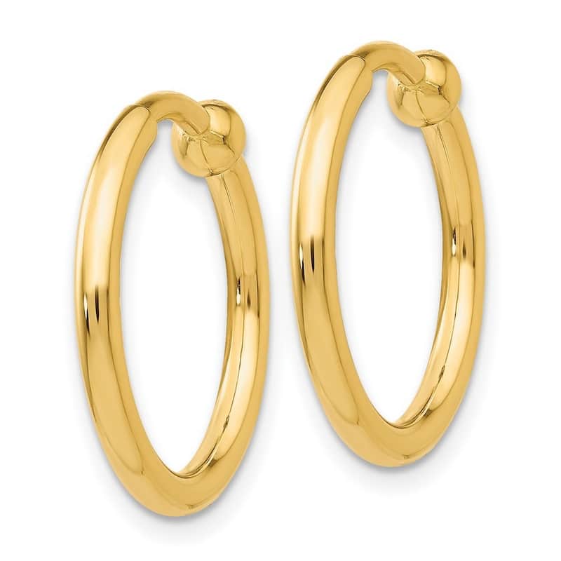 Curata 14k Yellow Gold Polished Non-Pierced Hoop Earrings (2mm x 15mm)