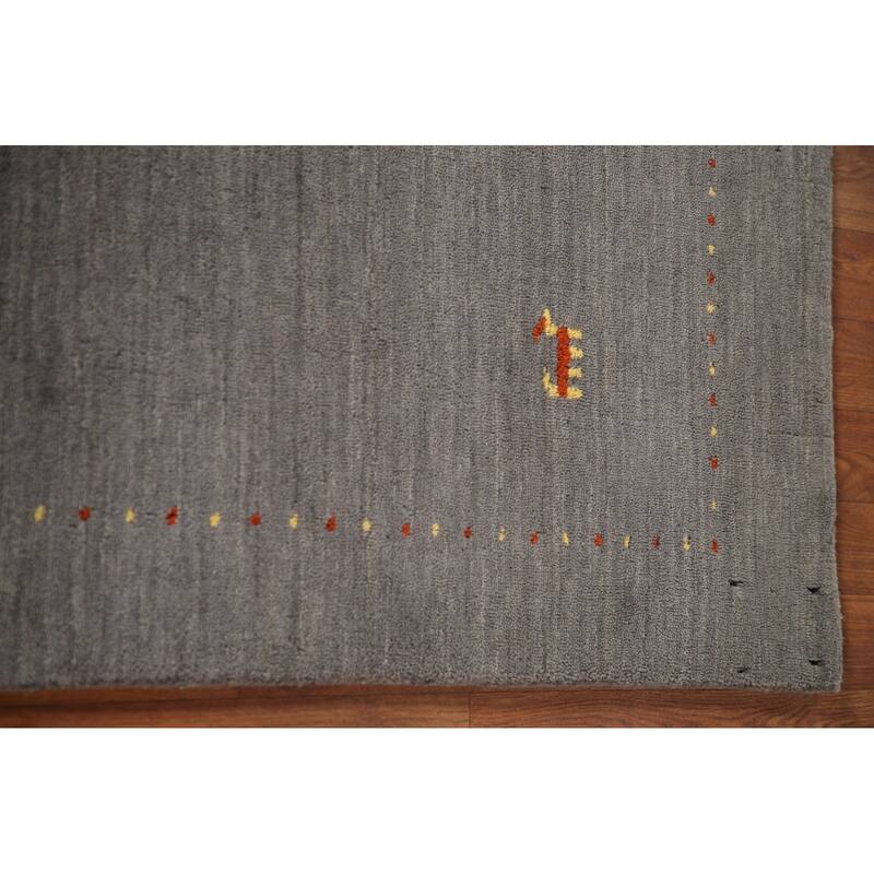 Tribal Gray Gabbeh Oriental Accent Rug Wool Carpet - 3'10"x 6'1"