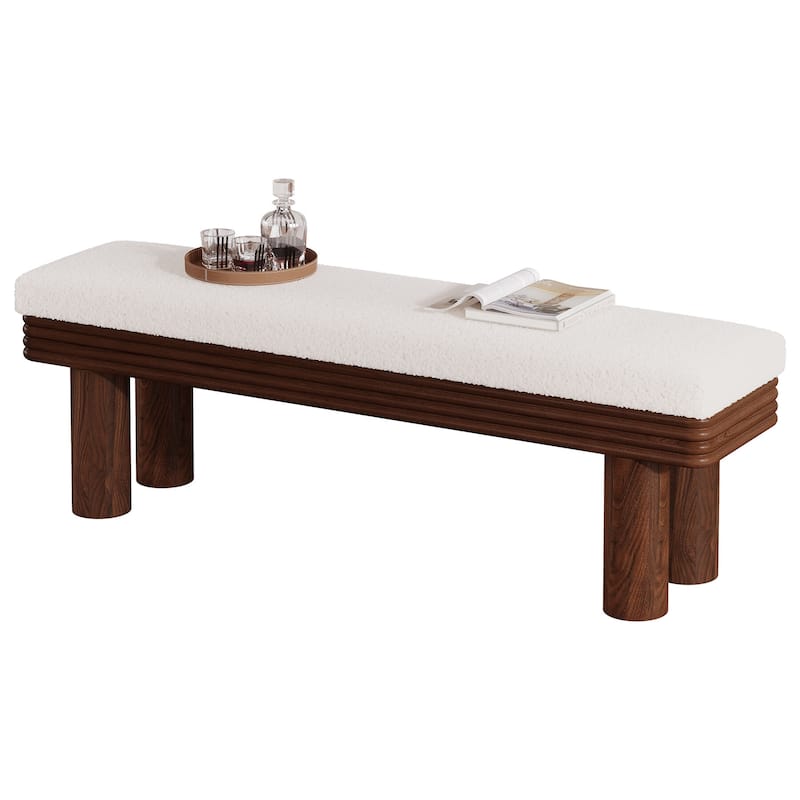 55-Inch Upholstered Entryway Bench, Modern Shoe Bench