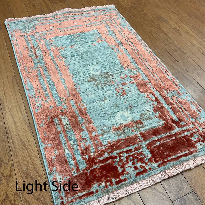 HERAT ORIENTAL Turkish Modern Erased Design Wool & Silk Rug - 2' x 2'11"