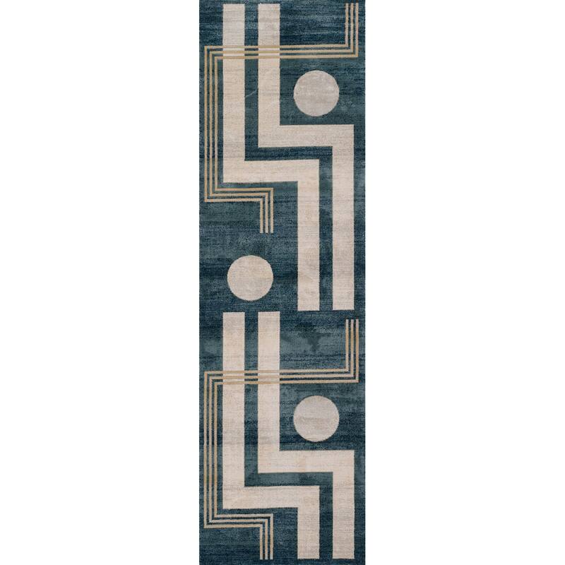 ECARPETGALLERY Machine Woven Erisa Contemporary/Modern Area Rug - Blue - 2'2 x 7'7 - Runner
