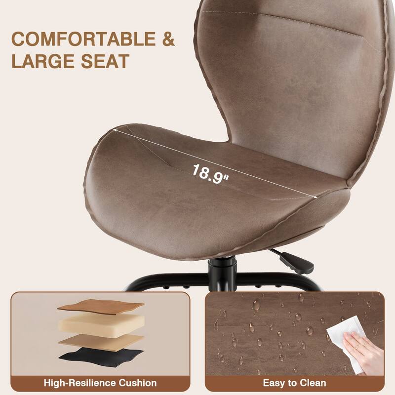 Javlergo 2/4 Pack Bar Stools Brown Mid Century Modern PU Leather 360° Swivel & Ring Footrest Kitchen Island Barstools