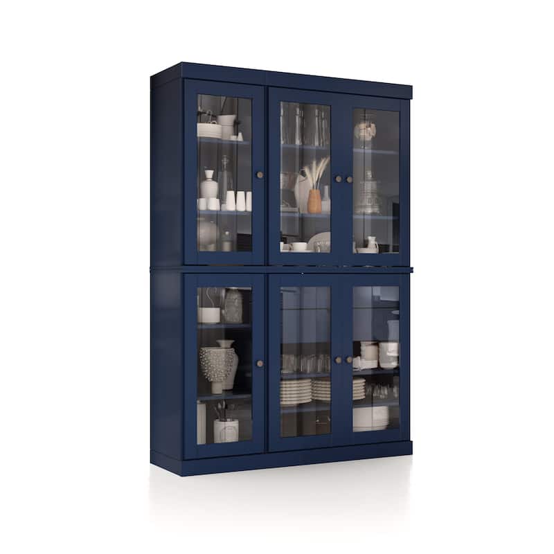 Palace Imports 100% Solid Wood 48.5" Pantry China Cabinet with Clear Glass Doors, 2-Drawers and Adjustable Shelves
