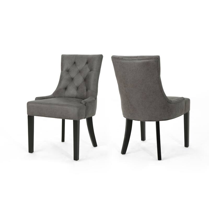 Tufted Backrest Dining Chair with Tapered Legs,Set of 2