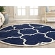 preview thumbnail 35 of 112, SAFAVIEH Handmade Chatham Vicie Modern Wool Rug 4' Round - Dark Blue/Ivory - Round