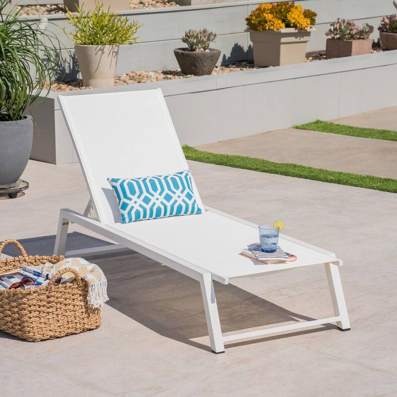Outdoor aluminum frame mesh chaise lounge chair