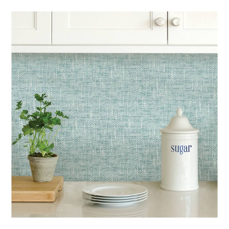 NuWallpaper Aqua Poplin Texture Peel & Stick Wallpaper - 216in x 20.5in x 0.025in