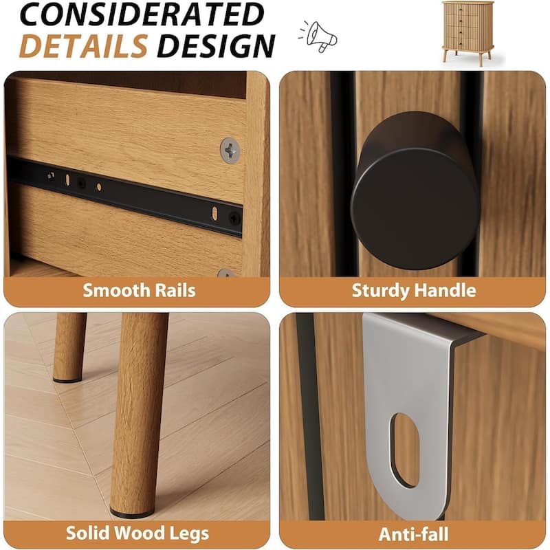4 Drawer Dressers, Chest of Drawers for Bedroom, Nightstand, Spacious Storage Boho Wicker Dresser