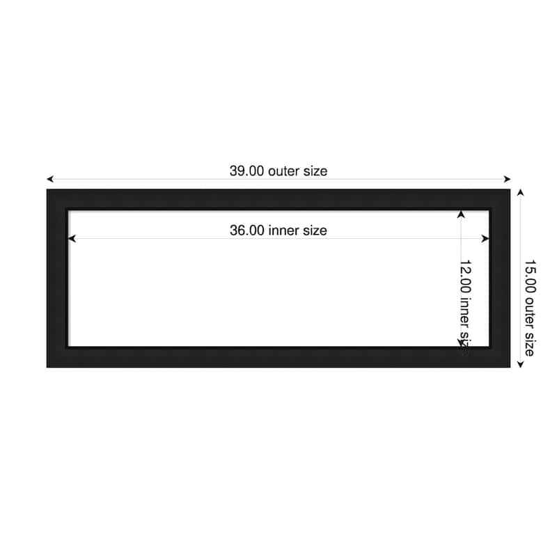 Amanti Art Midnight Black Narrow Framed Dry Erase Magnetic Board - 39 x 15 in