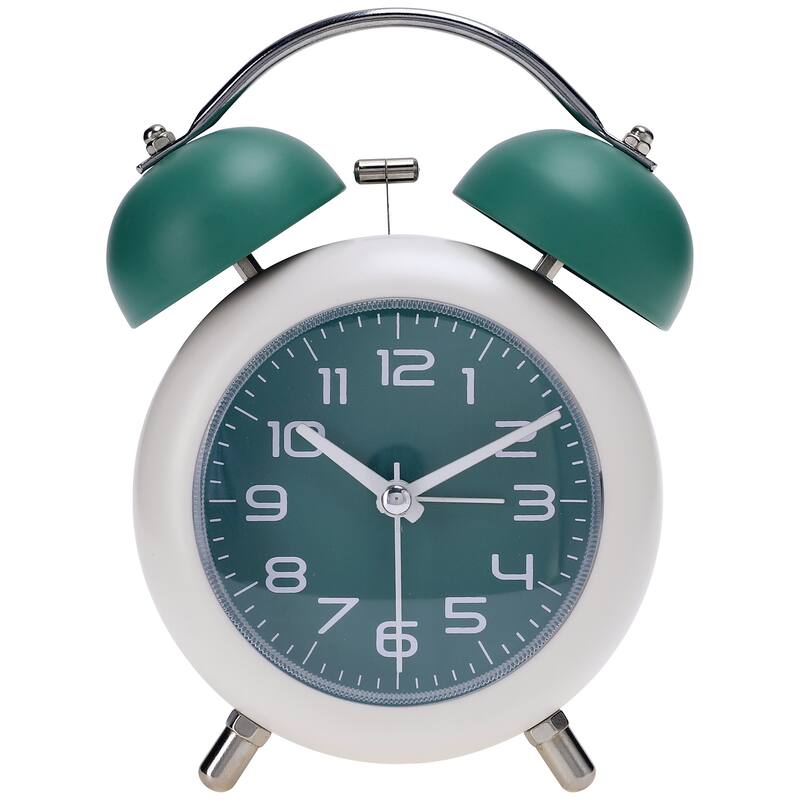 Old Fashioned Circle Loud Alarm Clock with Night Light Battery Operated for Heavy Sleepers Adults Teenagers 5.9 x 4.3 x 2 inch