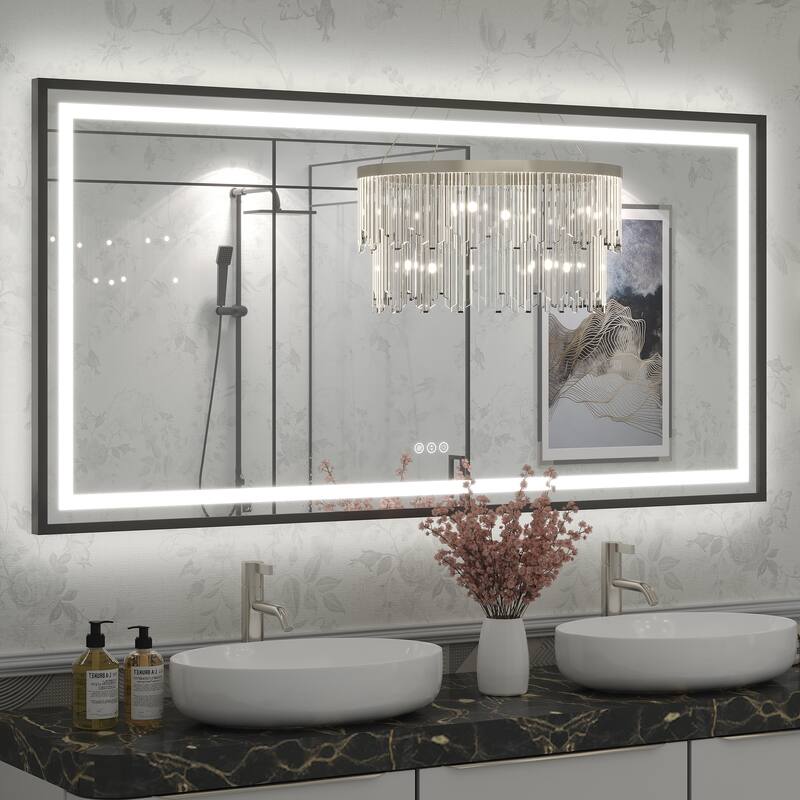 KIOTEE 24V Ultra-Bright LED Bathroom Mirror, Anti-Fog, Tempered Glass - 60x30