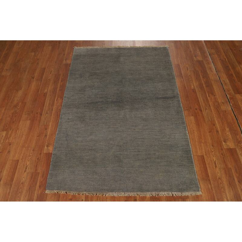 Hand Knotted Oriental 100% Wool Carpet Modern Modern Greys & Charcoal Gabbeh Area Rug - 5' 1'' X 3' 4''