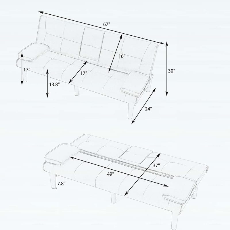 Sofa Bed with Foldable Design and Cup Holder,Ideal for Versatile Living Spaces