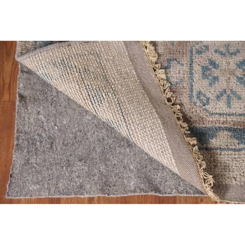 Geometric Oushak Area Rug Hand-knotted Wool Carpet - 8'10"x 12'3"