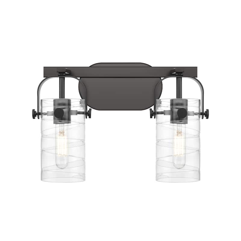 Innovations Lighting 423-2W-10-15 Pilaster II Cylinder Vanity Pilaster - Matte Black / Deco Swirl