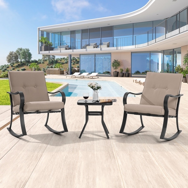 Bonosuki 3 piece Rocking Chair Patio Bistro Set with Side Table