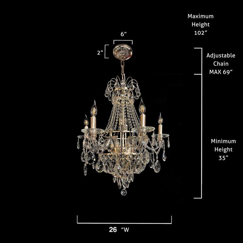 Crystal Chandelier 26 in Wide 11 Lights Pendant Light Gold and Chrome