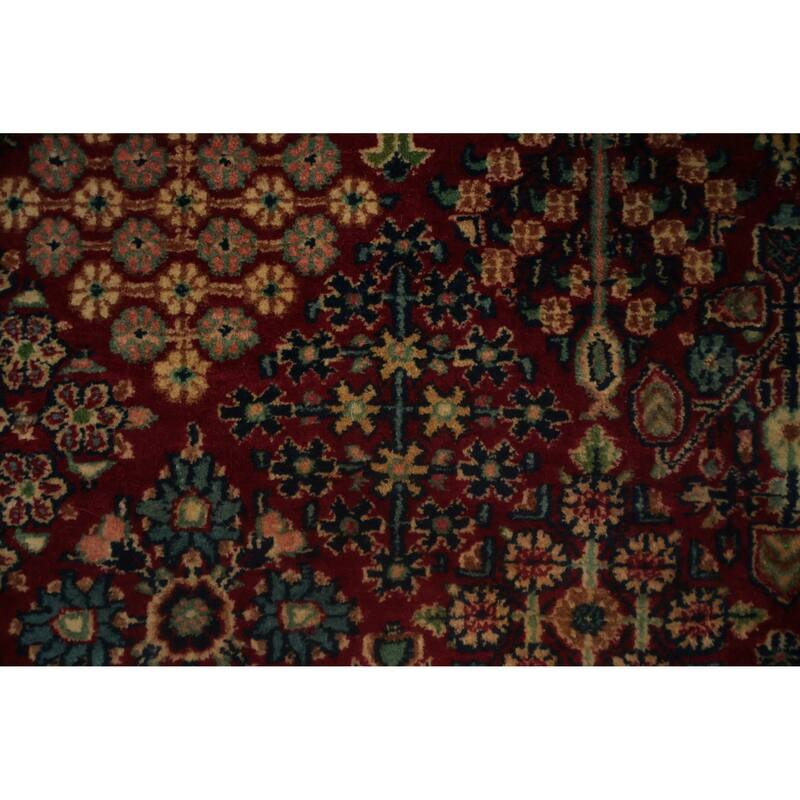 Hand Knotted Oriental 100% Wool Carpet Traditional Floral Red Isfahan Area Rug - 14' 9'' X 10' 5''