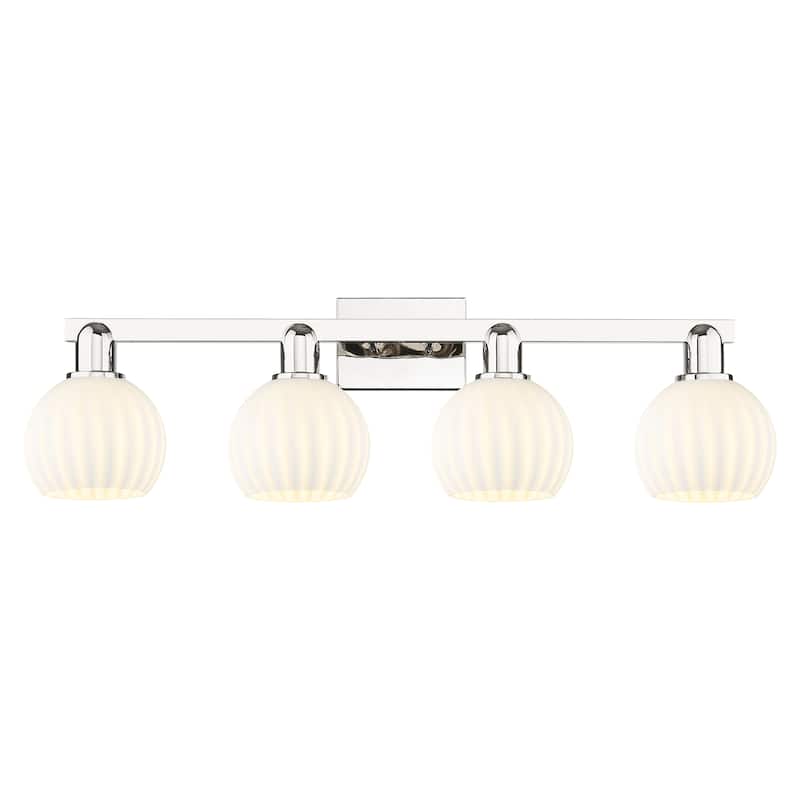 Innovations Lighting Endless Possibilities Arcadia - White Venetian - 4 Light 33" Bath Vanity Light - Polished Nickel