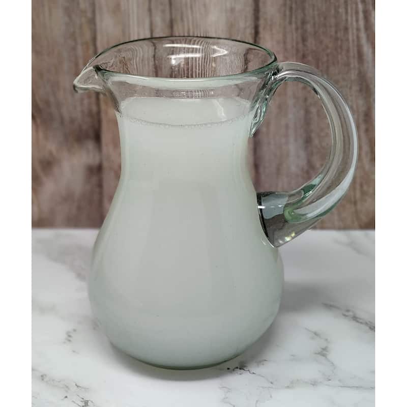 Mexican Hand Blown Glass Pitcher – Natural Clear Design (84 oz)