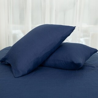 Native Linum Linen Pillow Cases Set of 2, Navy - Bed Bath & Beyond ...