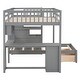 preview thumbnail 11 of 14, Full over Twin Bunk Bed with Desk & Storage Drawers, Solid Wood Bunkbed Frame with Shelves for 2 Kids/Teens/Adults, Gray