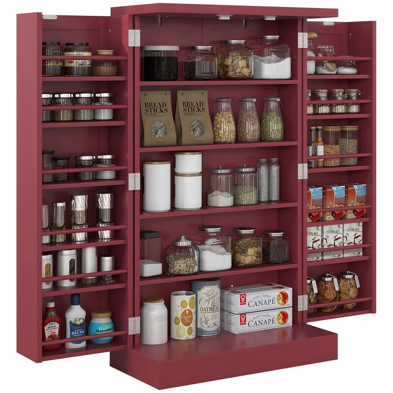 Freestanding Kitchen Cabinet with 12 Door Shelves