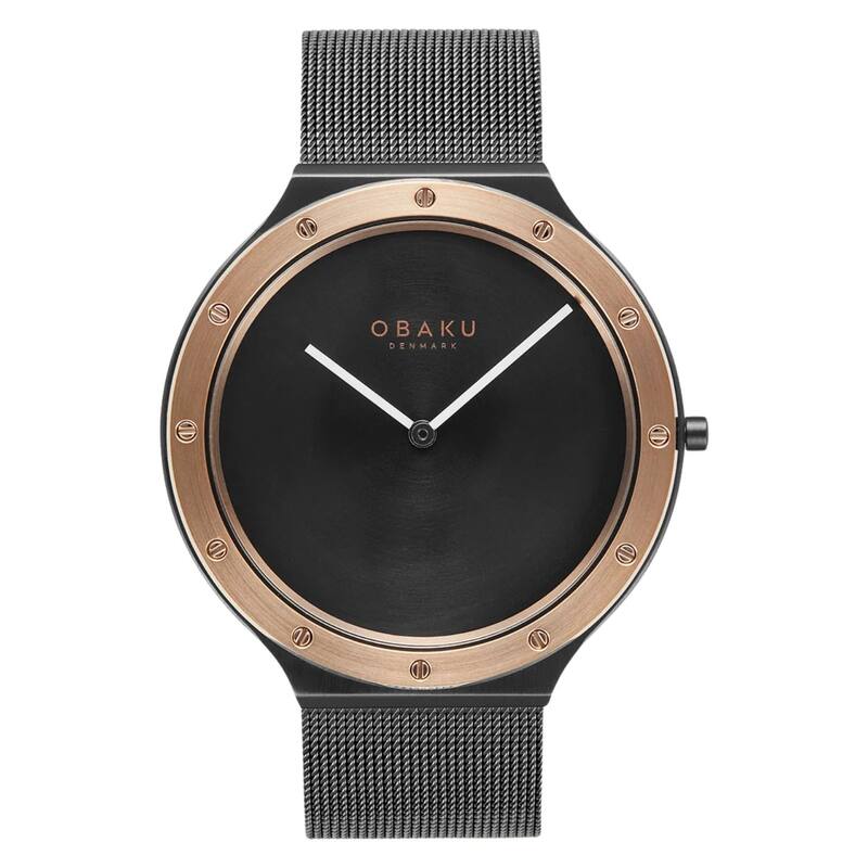 Obaku Men's Note Black Dial Watch - V285GXMBMB - One Size