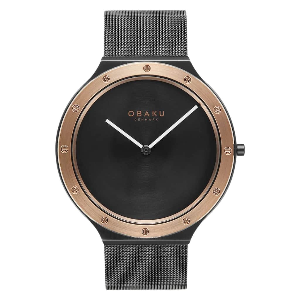 Obaku Men's Note Black Dial Watch - V285GXMBMB - One Size